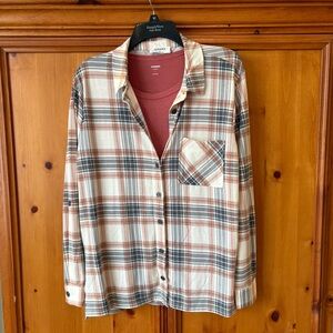 Boutique Zenana Women's Plaid Button Down Shirt & Express Tee
